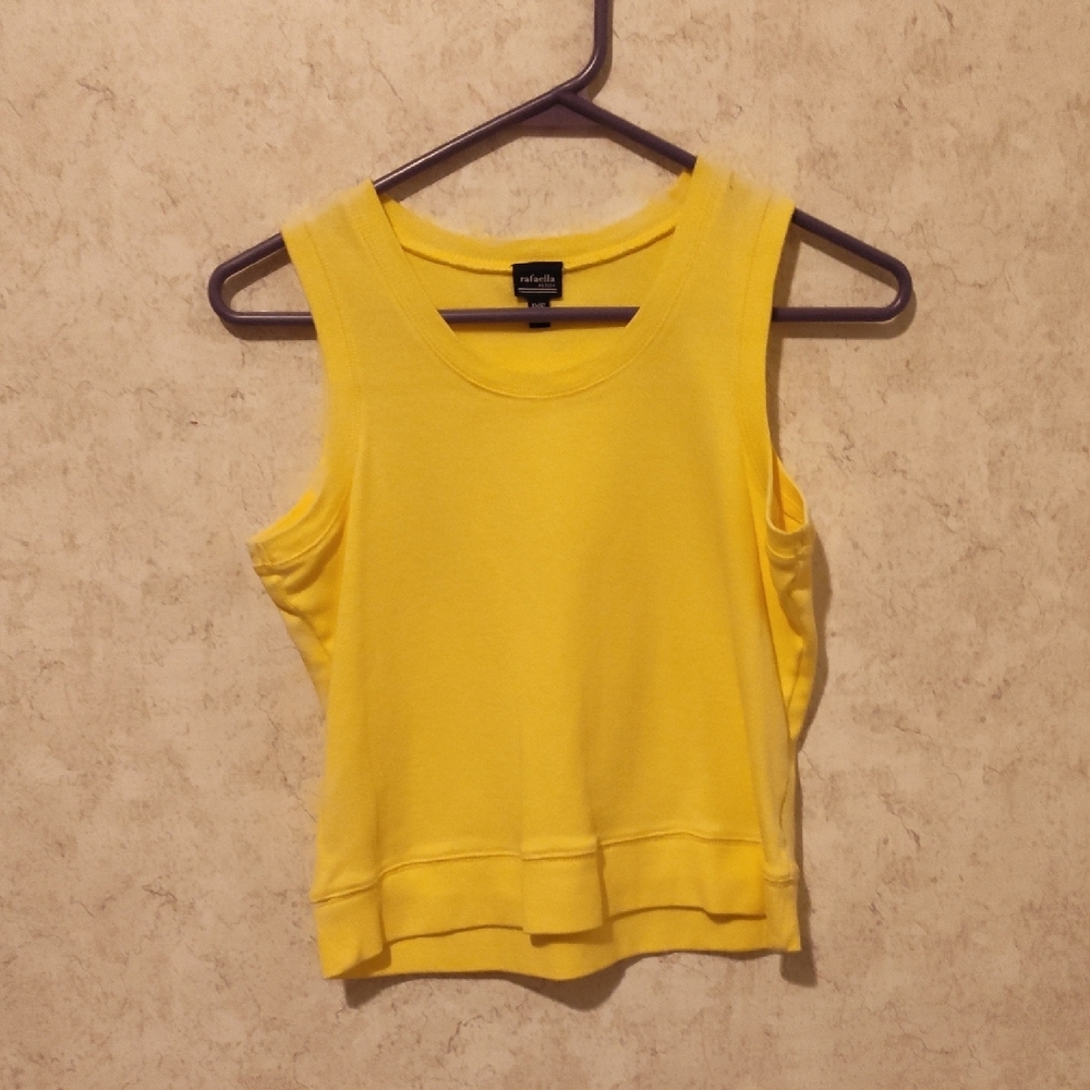 Rafaella Yellow Sleeveless Tank Top with Ribbed Texture